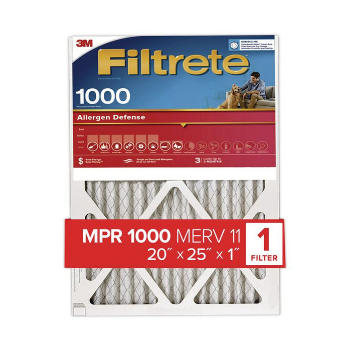 Allergen Defense Air Filter, MERV 11, MPR 1000, 20 x 25