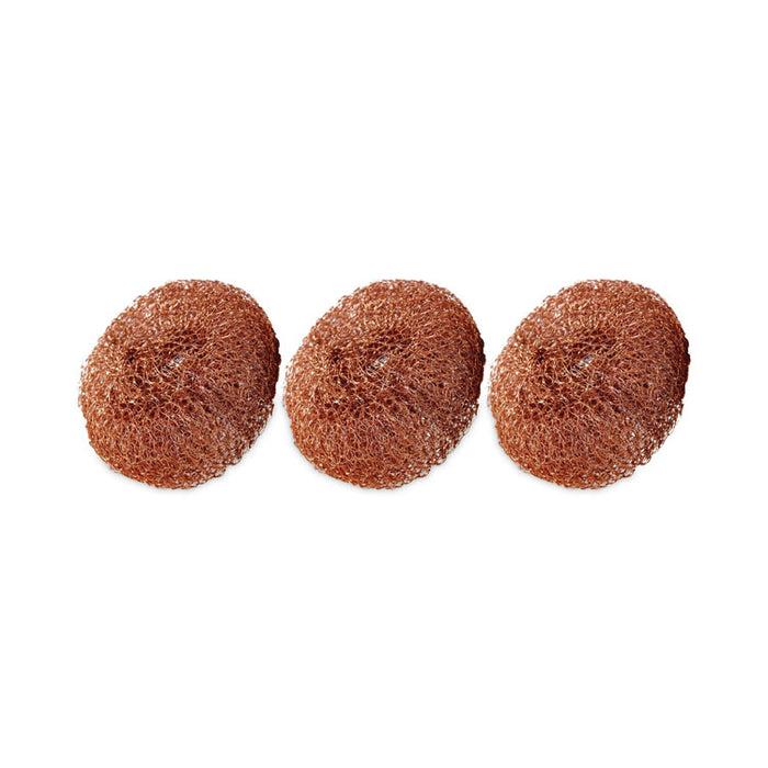 Metal Scrubbing Pads, 2.25 x 2.75, Copper, 3/Pack, 8 Packs/Carton