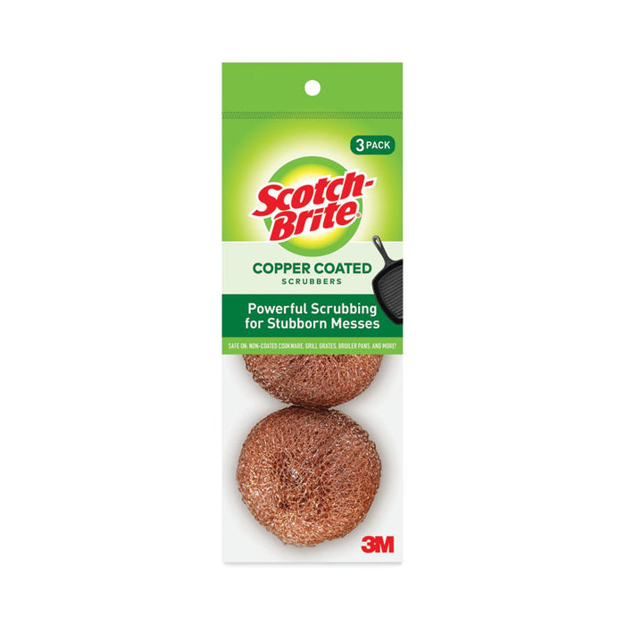 Metal Scrubbing Pads, 2.25 x 2.75, Copper, 3/Pack, 8 Packs/Carton