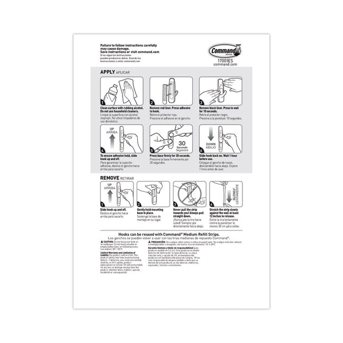 Medium Utility Hooks, Plastic, White, Supports 3 lb, 37/Pack