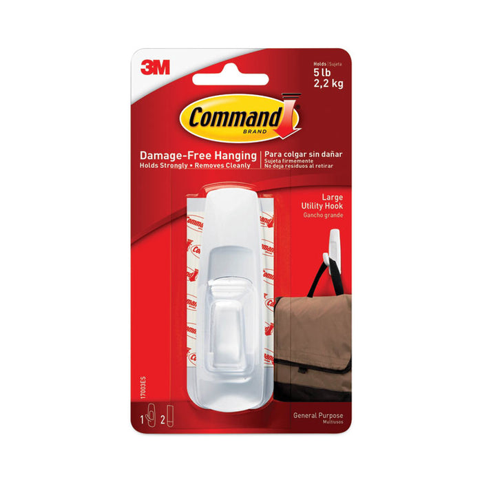 Large Utility Hooks, Plastic, White, Supports 5 lb