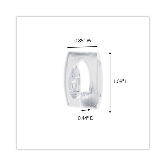 Mini Clear Hooks, Plastic, Supports 0.5 lb, 6/Pack