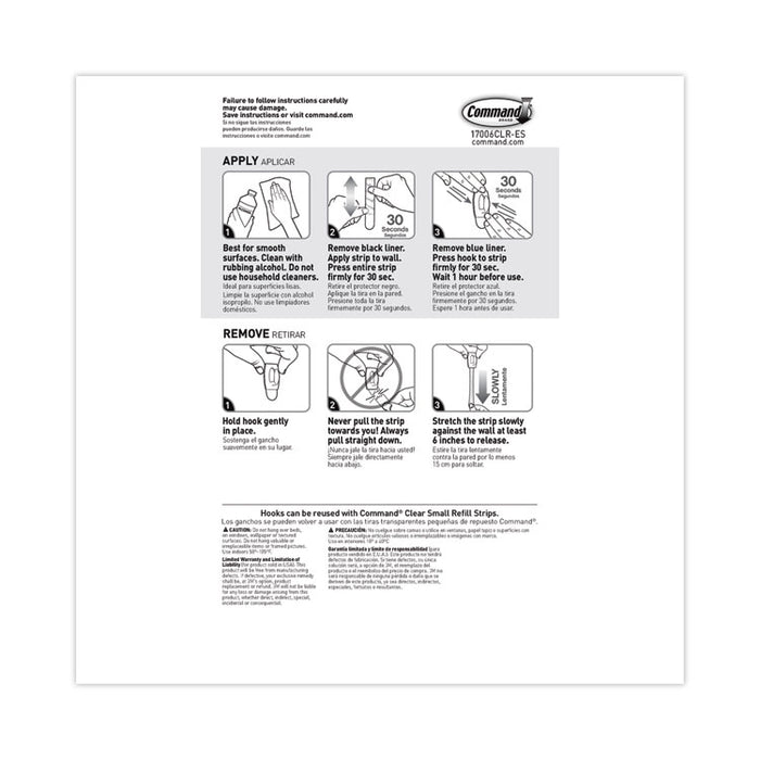 Mini Clear Hooks, Plastic, Supports 0.5 lb, 6/Pack