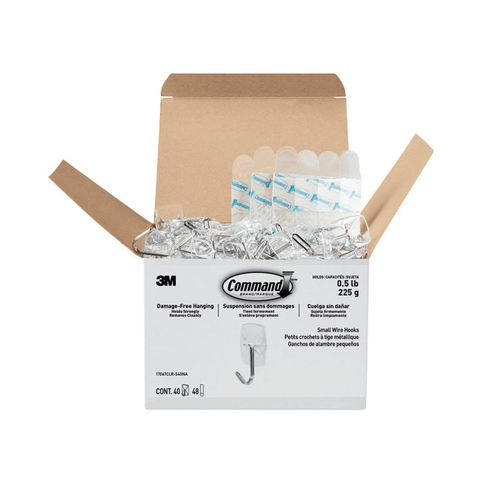 Small Clear Toggle-Wire Hooks, Metal Wire, Silver/Clear, Supports 0.5 lb, 40/Pack