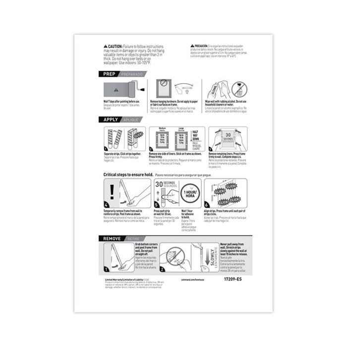Damage-Free Hanging Picture Hanging Strip Pairs, (8) Large (0.63" x 3.63"), (4) Medium (0.5" x 2.75"), White, 12/Pack