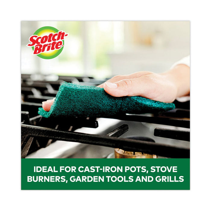 Heavy-Duty Scouring Pad, 3.8 x 6, Green, 10/Carton