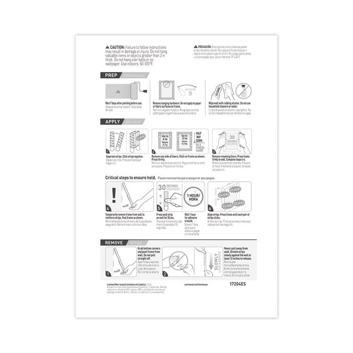 Damage-Free Hanging Picture Hanging Strip Pairs, Holds Up to 2.5 lb, Medium: 0.75" x 2.75", White, 12/Pack