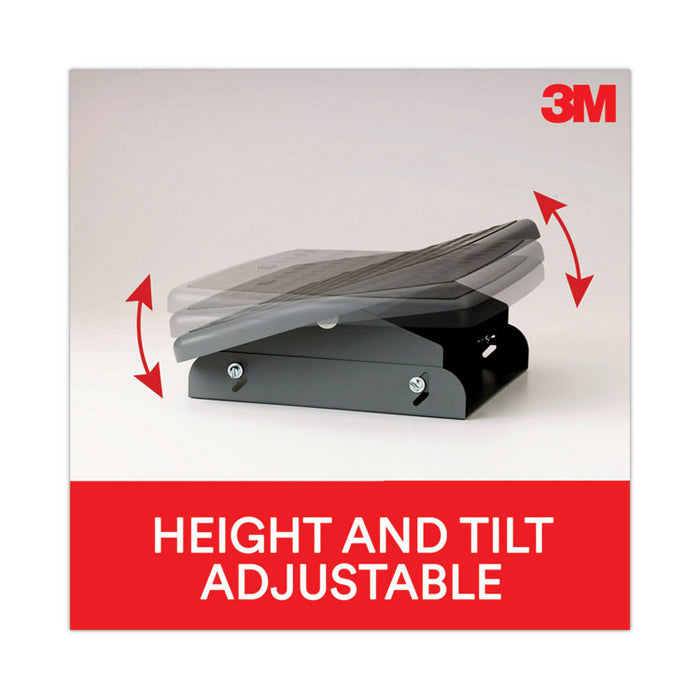 Adjustable Steel Footrest, Nonslip Surface, 22w x 14d x 4 to 4.75h, Black/Charcoal