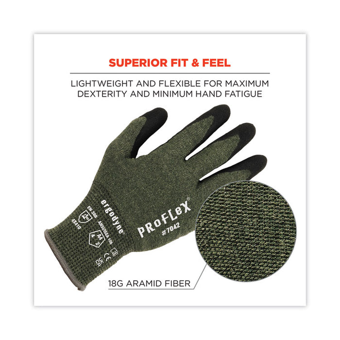 ProFlex 7042 ANSI A4 Nitrile-Coated CR Gloves, EN388: 4X41D, 9" Long, Medium, Green, Pair