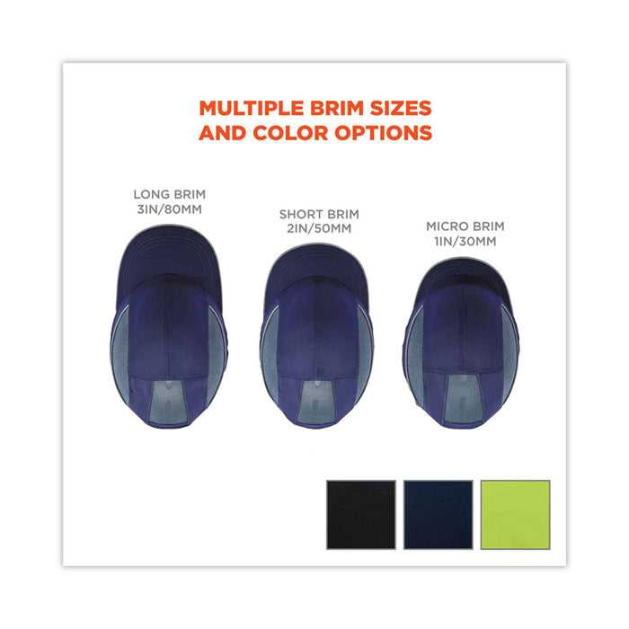 Skullerz 8950 Bump Cap, Micro Front Brim, XXX-Small to Large (Up to 7.5), 0.01" Insert, Black