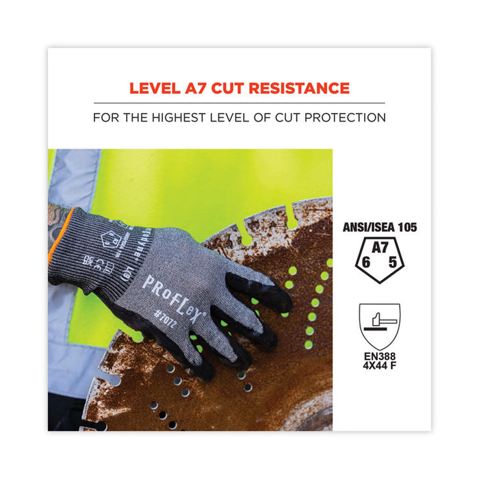 ProFlex 7072 ANSI A7 Nitrile-Coated CR Gloves, EN388: 4X44F, 9" Long, Large, Gray, Pair