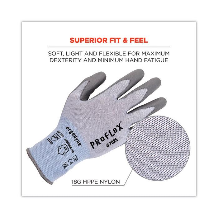 ProFlex 7025 ANSI A2 PU Coated CR Gloves, EN388: 2X42B, 9" Long, Small, Blue, 12 Pairs