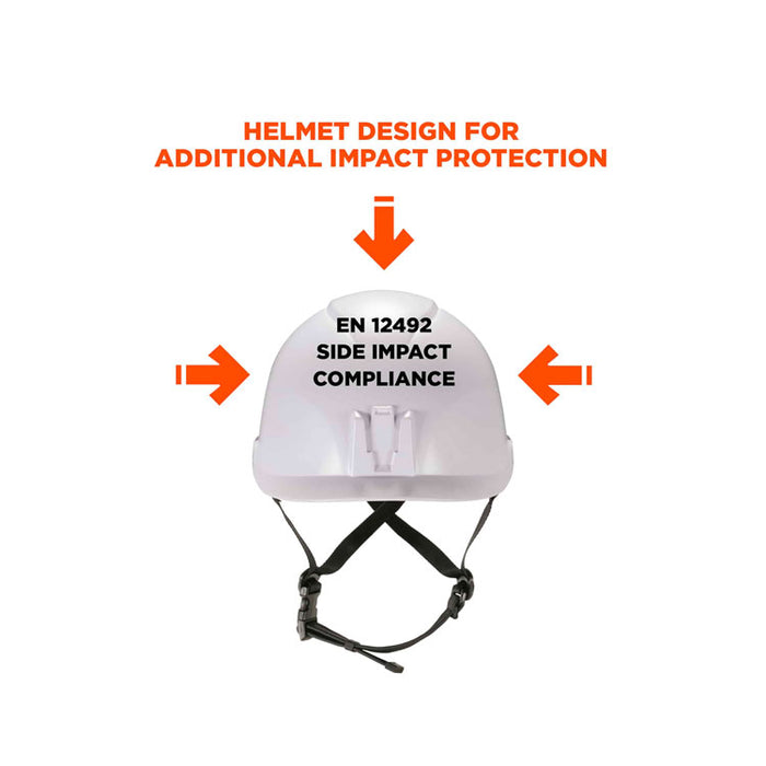 Skullerz 8974V Class E Safety Helmet with 8991 Clear Visor Kit, 6-Point Ratchet Suspension, One Size Fits Most, White