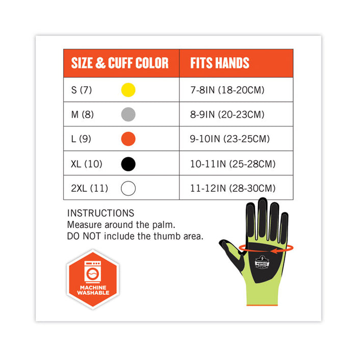ProFlex 7141 ANSI A4 DIR Nitrile-Coated CR Gloves, EN388: 4X42DP, 9" Long, XX-Large, Lime, 72 Pairs/Carton
