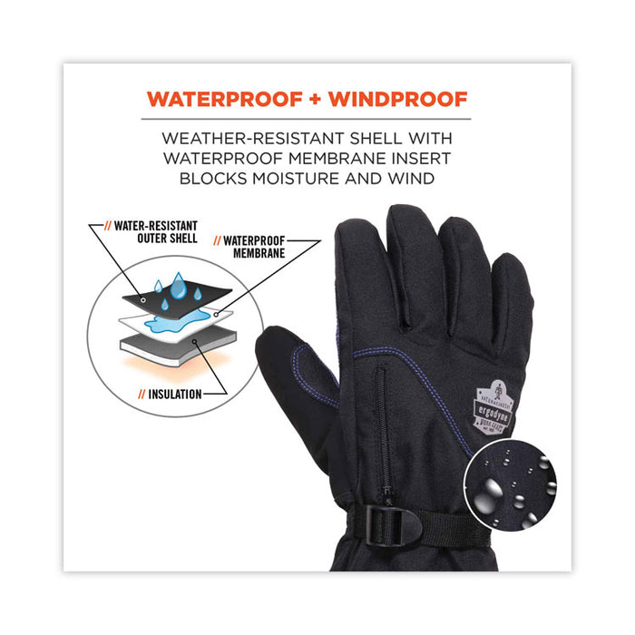 ProFlex 825WP Thermal Waterproof Winter Work Gloves, Small, Black, Pair