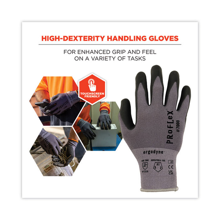 ProFlex 7000 Nitrile-Coated Gloves Microfoam Palm, EN388: 4121A, 9" Long, Medium, Gray, 12 Pairs