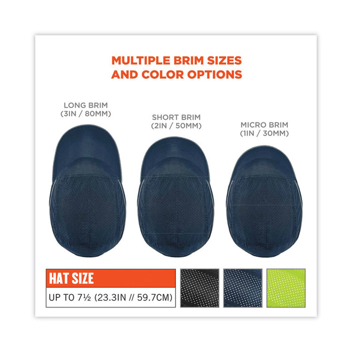 Skullerz 8955 Lightweight Bump Cap Hat, Long Front Brim, XXX-Small to Large (Up to 7.5), 0.01" Insert, Navy