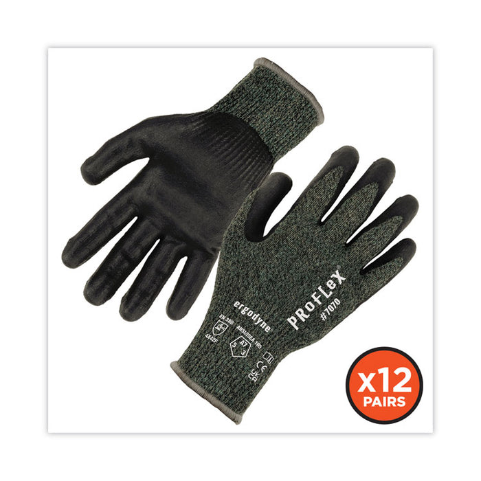 ProFlex 7070 ANSI A7 Nitrile Coated CR Gloves, EN388: 4X42F, 9" Long, XX-Large, Green, 12 Pairs