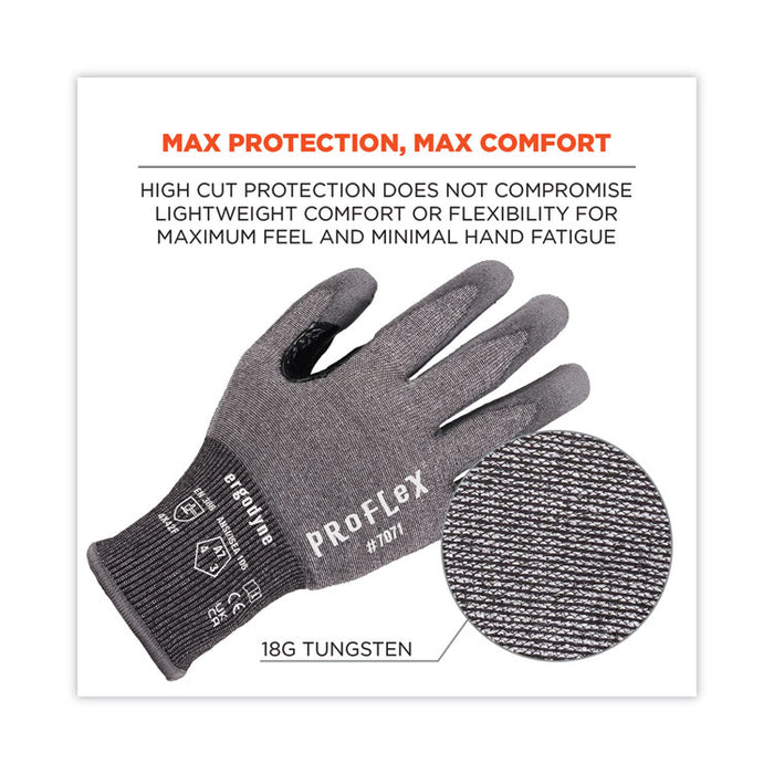ProFlex 7071 ANSI A7 PU Coated CR Gloves, EN388: 4X42F, 9" Long, X-Large, Gray, 12 Pairs