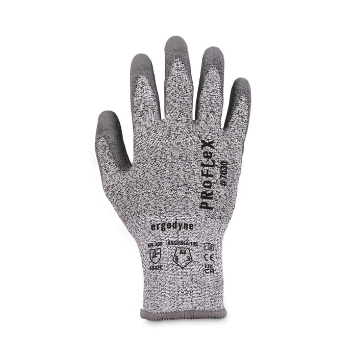 ProFlex 7030 ANSI A3 PU Coated CR Gloves, EN388: 4X42C, 9" Long, Medium, Gray, 12 Pairs