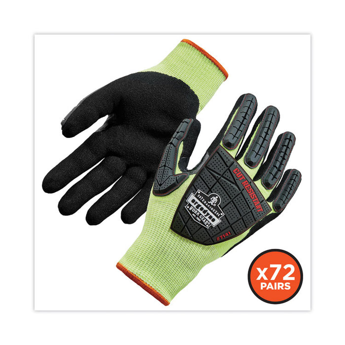 ProFlex 7141 ANSI A4 DIR Nitrile-Coated CR Gloves, EN388: 4X42DP, 9" Long, Small, Lime, 72 Pairs/Carton