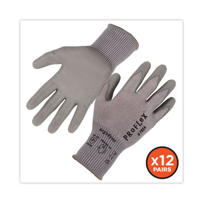 ProFlex 7024 ANSI A2 PU Coated CR Gloves, EN388: 4X42B, 9" Long, Large, Gray, 12 Pairs