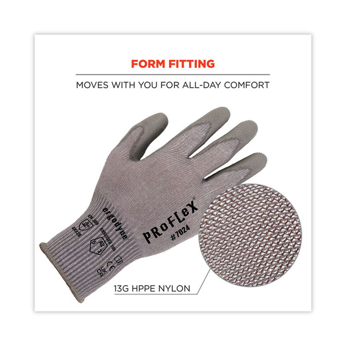 ProFlex 7024 ANSI A2 PU Coated CR Gloves, EN388: 4X42B, 9" Long, XX-Large, Gray, Pair