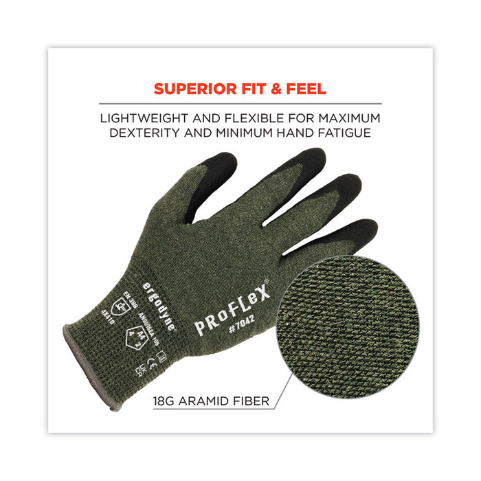 ProFlex 7042 ANSI A4 Nitrile-Coated CR Gloves, EN388: 4X41D, 9" Long, XX-Large, Green, 12 Pairs