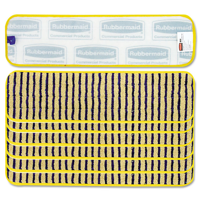 Microfiber Scrubber Pad, Vertical Polyprolene Stripes, 18", Yellow, 6/Carton