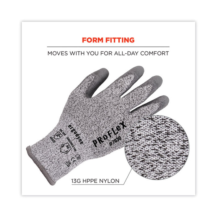 ProFlex 7030 ANSI A3 PU Coated CR Gloves, EN388: 4X42C, 9" Long, Medium, Gray, 12 Pairs