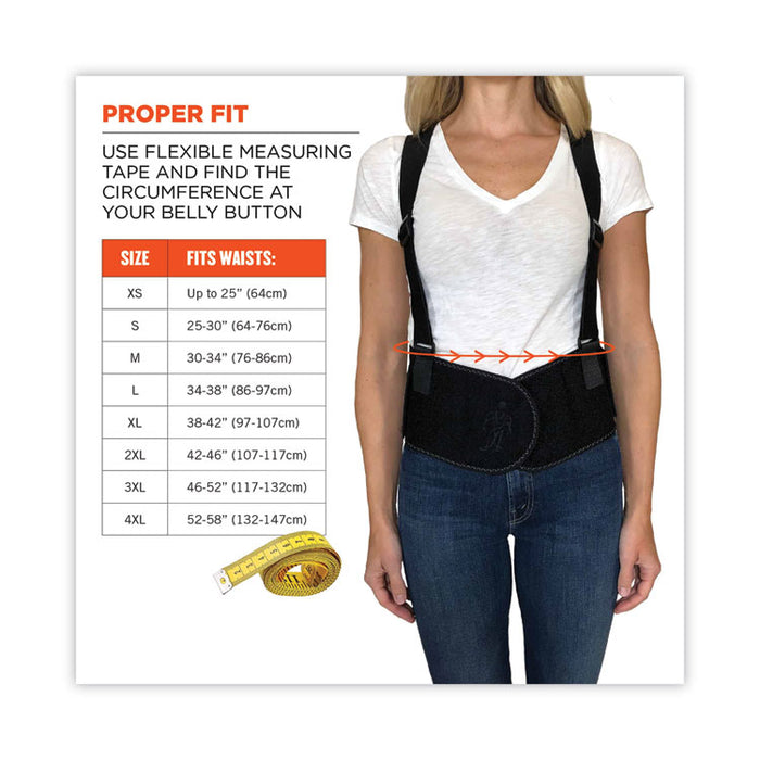 ProFlex 1600 Standard Elastic Back Support Brace, 4X-Large, 52" to 58" Waist, Black