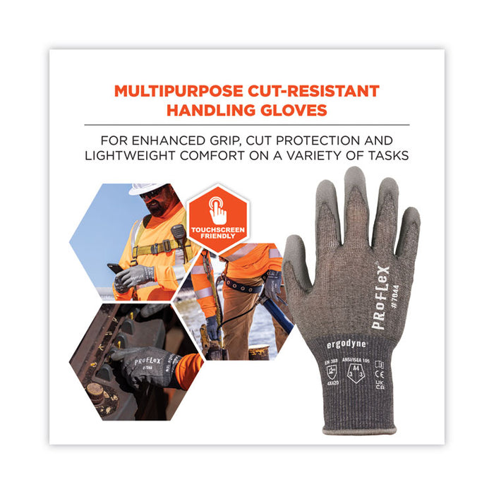 ProFlex 7044 ANSI A4 PU Coated CR Gloves, EN388: 4X42D, 9" Long, X-Large, Gray, 12 Pairs