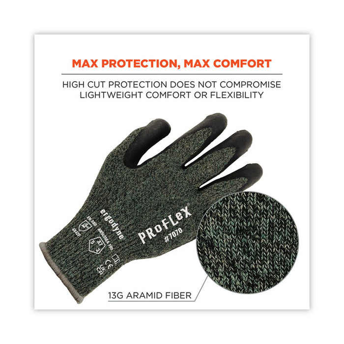 ProFlex 7070 ANSI A7 Nitrile Coated CR Gloves, EN388: 4X42F, 9" Long, XX-Large, Green, 12 Pairs