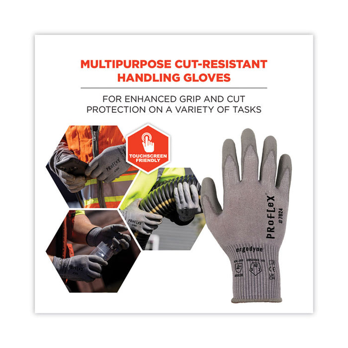 ProFlex 7024 ANSI A2 PU Coated CR Gloves, EN388: 4X42B, 9" Long, Medium, Gray, 12 Pairs