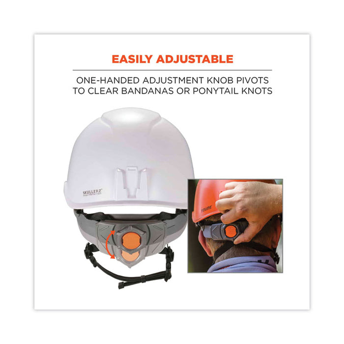 Skullerz 8974V Class E Safety Helmet with 8991 Clear Visor Kit, 6-Point Ratchet Suspension, One Size Fits Most, White