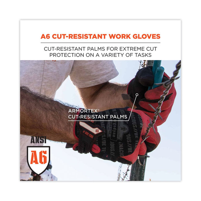 ProFlex 812CR6 ANSI A6 Utility and CR Gloves, EN388: 2543E, 9" Long, Large, Black, Pair