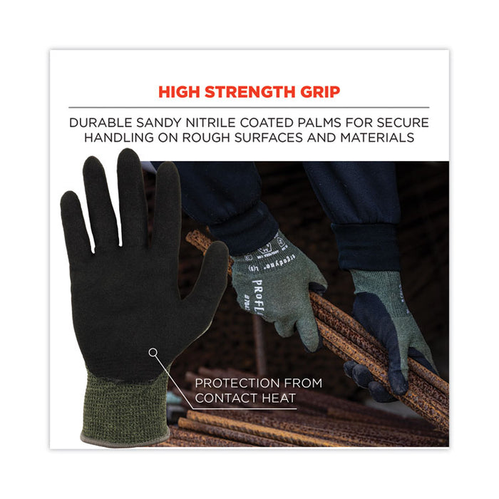ProFlex 7042 ANSI A4 Nitrile-Coated CR Gloves, EN388: 4X41D, 9" Long, Large, Green, Pair