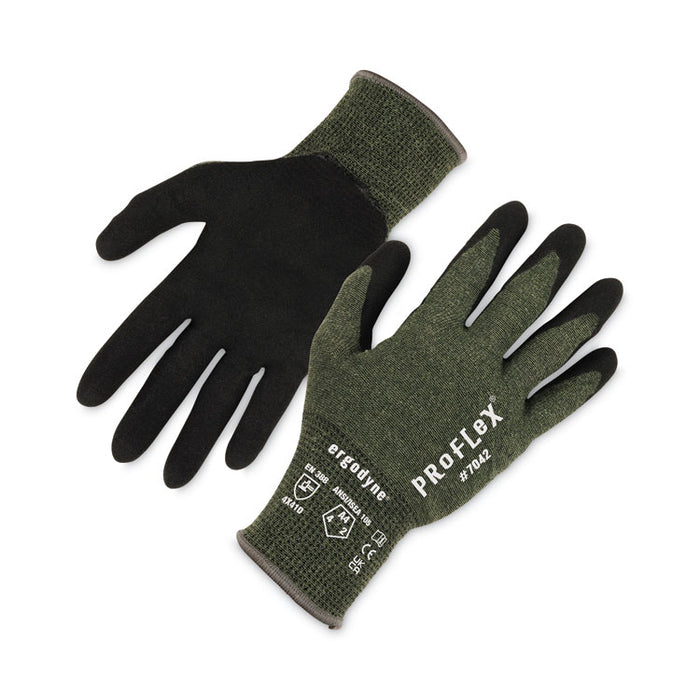 ProFlex 7042 ANSI A4 Nitrile-Coated CR Gloves, EN388: 4X41D, 9" Long, X-Large, Green, Pair