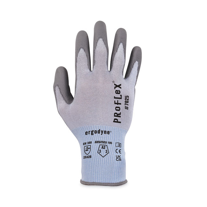 ProFlex 7025 ANSI A2 PU Coated CR Gloves, EN388: 2X42B, 9" Long, XX-Large, Blue, Pair