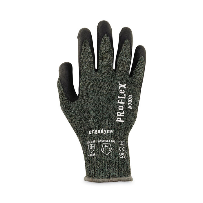 ProFlex 7070 ANSI A7 Nitrile Coated CR Gloves, EN388: 4X42F, 9" Long, XX-Large, Green, Pair