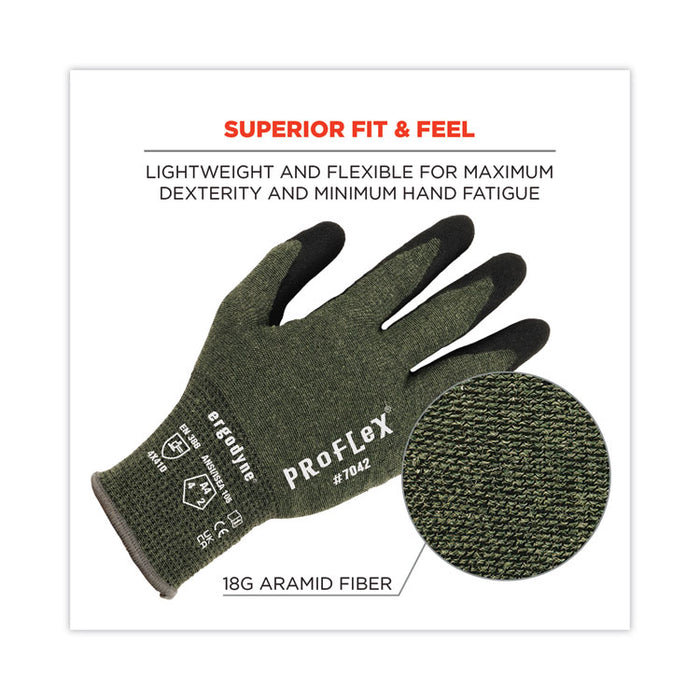 ProFlex 7042 ANSI A4 Nitrile-Coated CR Gloves, EN388: 4X41D, 9" Long, XX-Large, Green, Pair