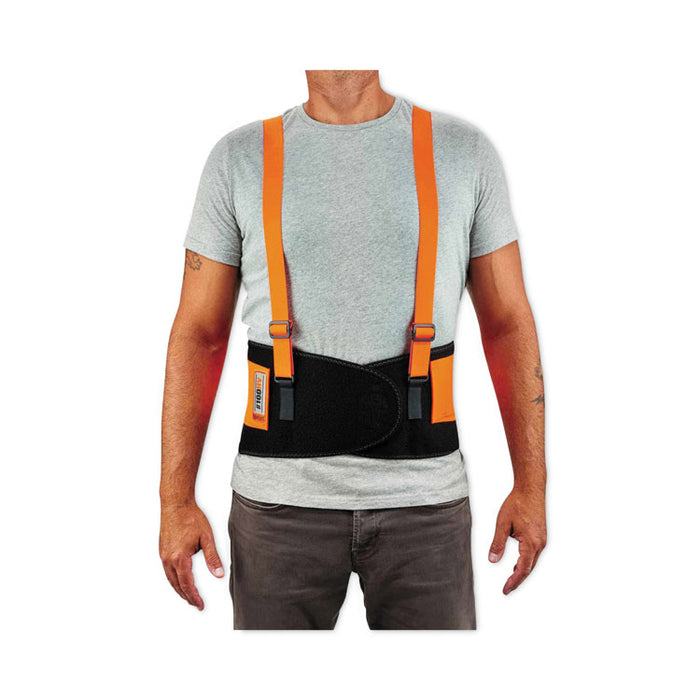 ProFlex 100HV Economy Hi-Vis Spandex Back Support Brace, 2X-Large, 42" to 46" Waist, Black/Orange