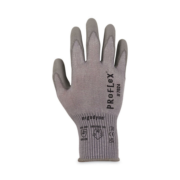 ProFlex 7024 ANSI A2 PU Coated CR Gloves, EN388: 4X42B, 9" Long, Large, Gray, Pair