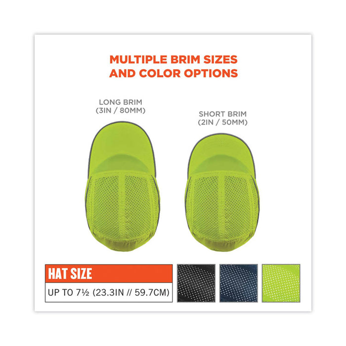 Skullerz 8955 Lightweight Bump Cap Hat, Short Front Brim, XXX-Small to Large (Up to 7.5), 0.01" Insert, Lime
