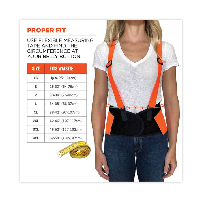 ProFlex 100HV Economy Hi-Vis Spandex Back Support Brace, Large, 34" to 38" Waist, Black/Orange