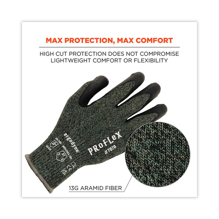 ProFlex 7070 ANSI A7 Nitrile Coated CR Gloves, EN388: 4X42F, 9" Long, Small, Green, Pair