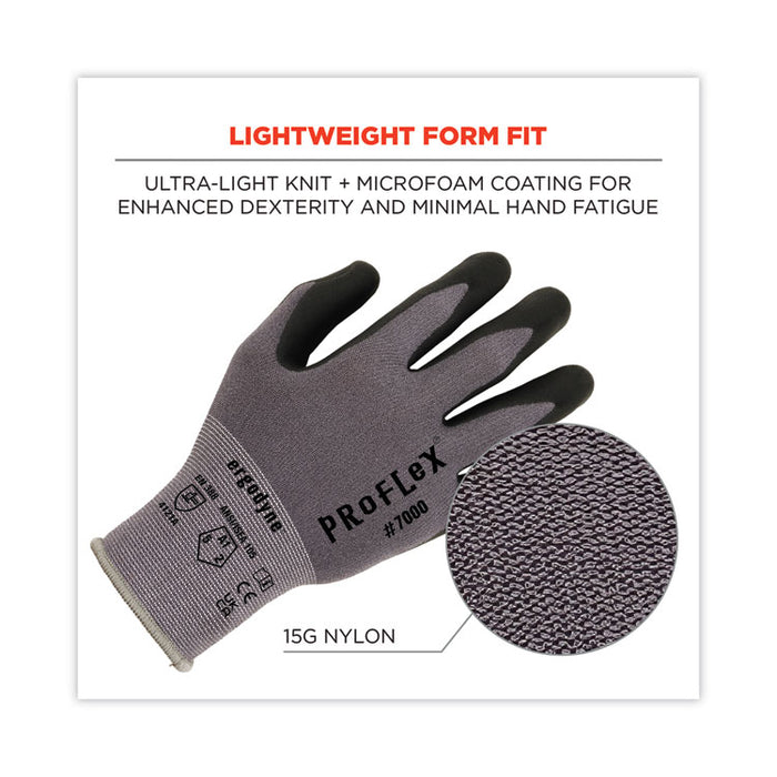 ProFlex 7000 Nitrile-Coated Gloves Microfoam Palm, EN388: 4121A, 9" Long, Small, Gray, Pair