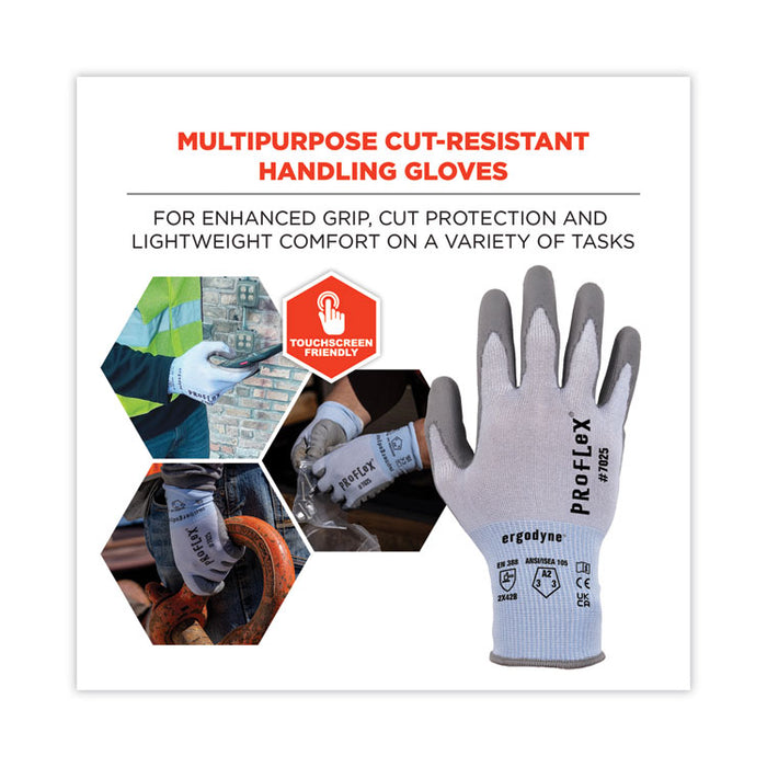 ProFlex 7025 ANSI A2 PU Coated CR Gloves, EN388: 2X42B, 9" Long, Medium, Blue, Pair