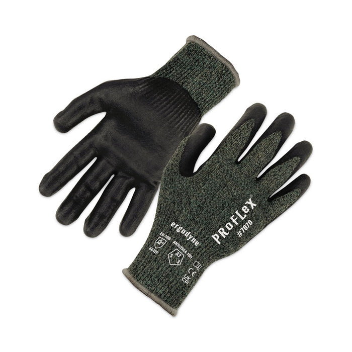 ProFlex 7070 ANSI A7 Nitrile Coated CR Gloves, EN388: 4X42F, 9" Long, Medium, Green, Pair