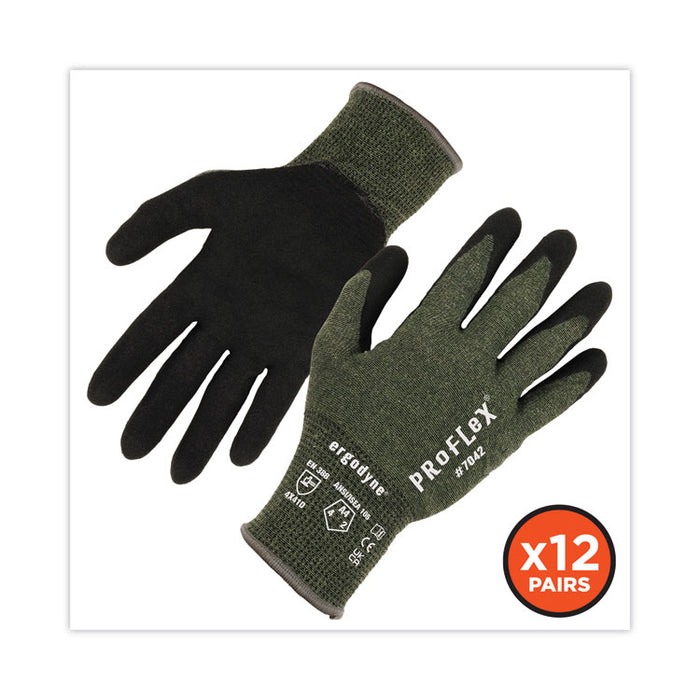 ProFlex 7042 ANSI A4 Nitrile-Coated CR Gloves, EN388: 4X41D, 9" Long, Medium, Green, 12 Pairs